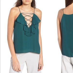 Wayf Lace Up Ruffle Cami